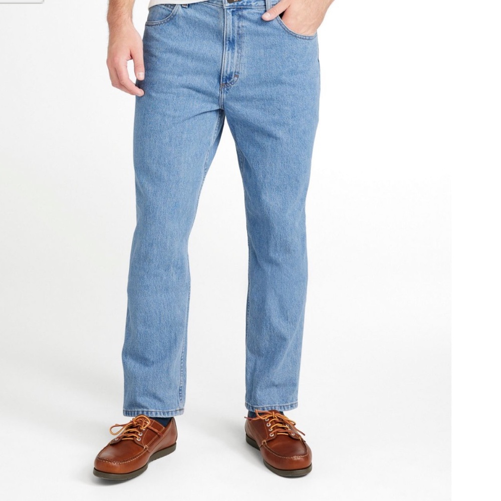 L.L.Bean Double L Jeans, Natural Fit, Straight Leg Faded Denim Wash Size 38x29